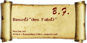 Beszédes Fabó névjegykártya